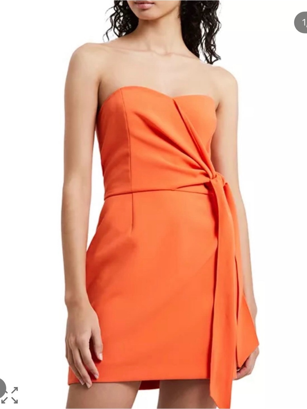 French Connection Strapless Orange Tie-Sash Mini Dress